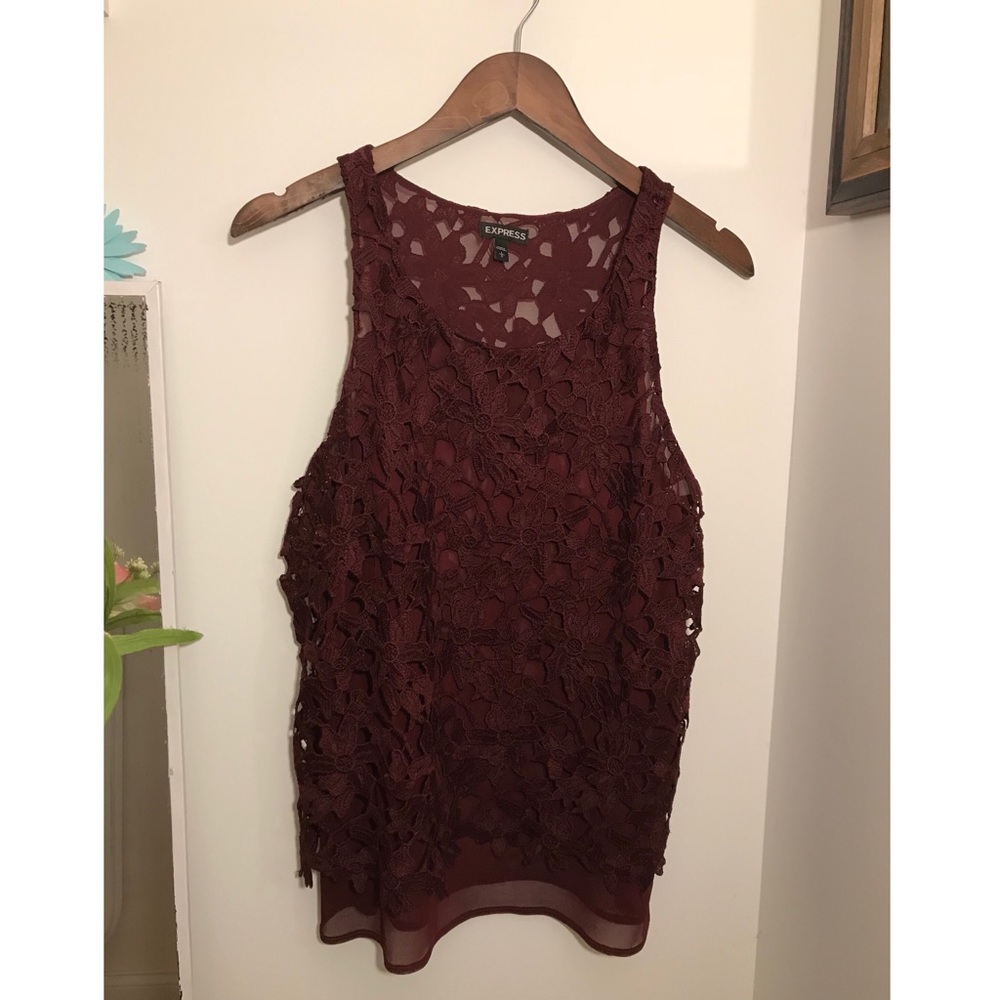 Wine colored lace Express top